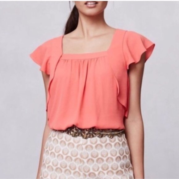 EUC Anthropologie | Meadow Rue Open Back Flutter Short Sleeve Blouse - Picture 3 of 12